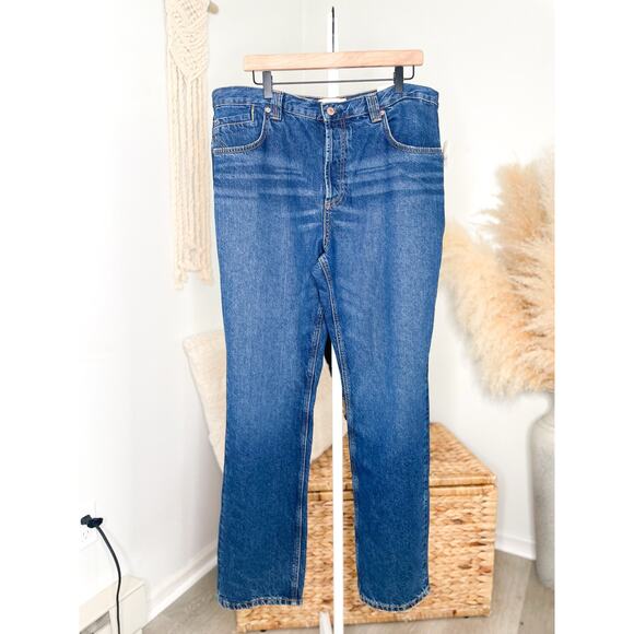 Free People Crvy Siren Straight Leg Jeans Size 33 Dark Wash Low Rise Casual - Picture 2 of 8